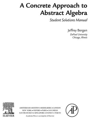 cover image of A Concrete Approach to Abstract Algebra,Student Solutions Manual (e-only)